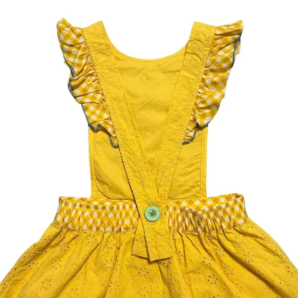 Matilda Jane 4Y Splendid Sunshine Yellow Eyelet Pinafore Dress